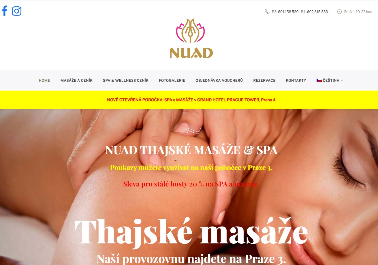 NUAD Thajské masáže & Spa – 2 pobočky v Praze